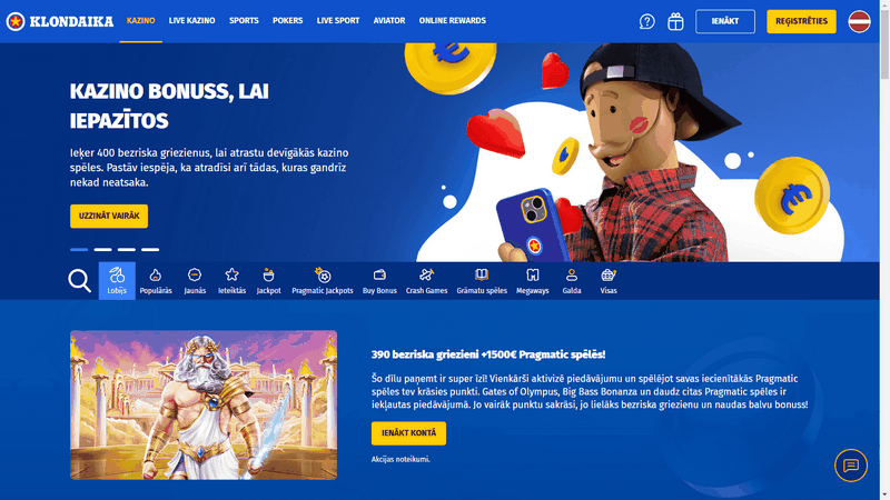 Klondaika tiešsaistes kazino Latvijas novērtējums: funkcijas, spēles un spēlētāju pieredze